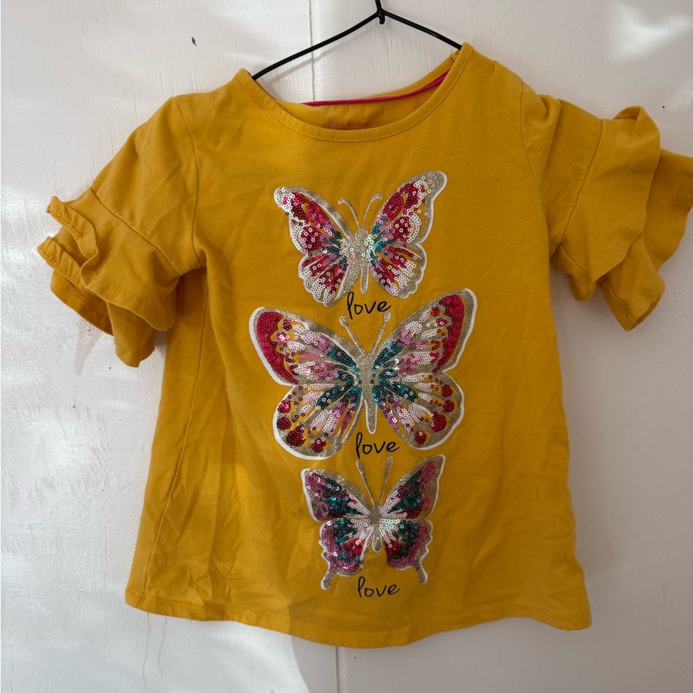 Isaac Mizrahi Yellow Kids Tee with Colorful Butterflies